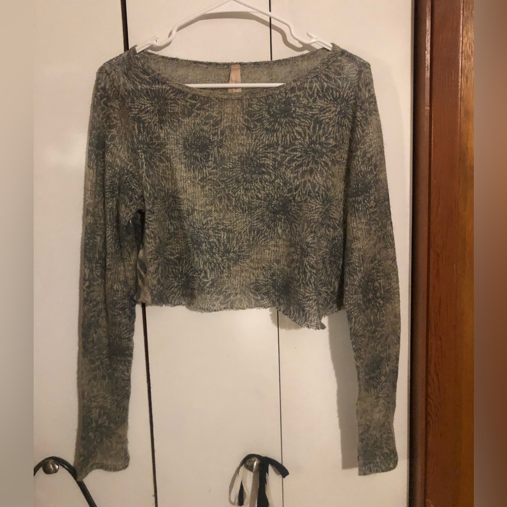 See through long sleeve crop top